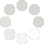 A white circle composed of alternately radiating smaller circles on it.